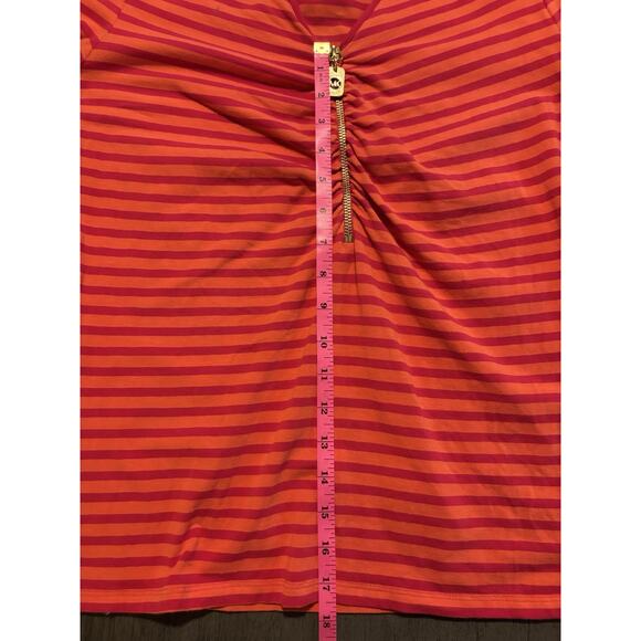 Michael Kors striped 3/4 sleeve half zip top Size L - Picture 7 of 7